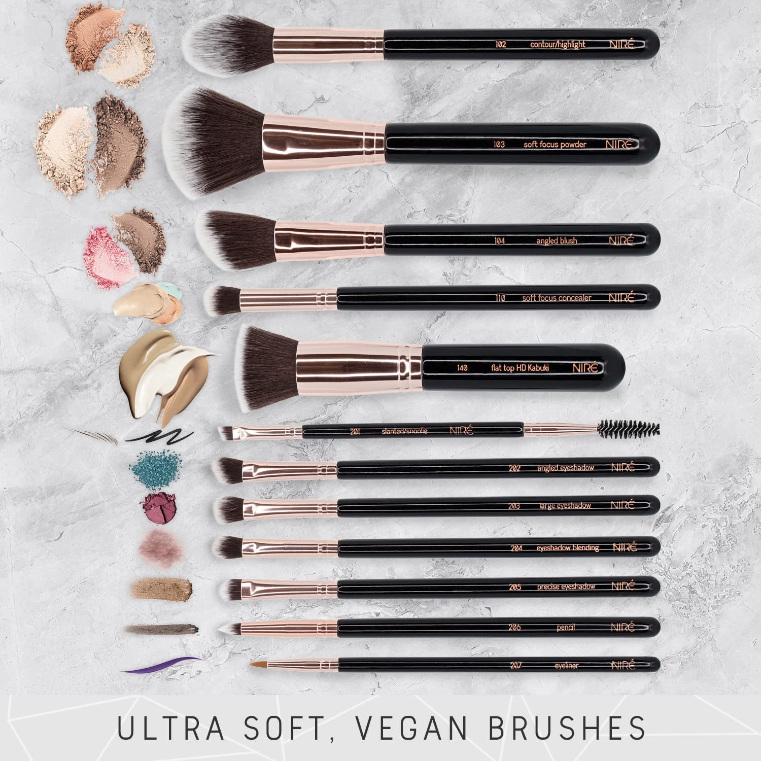 Beauty 15Piece Award Winning Professional Makeup Brush Set: Vegan Makeup Brushes with Case, Makeup Sponge, Brush Cleaner, Guide, Gift Box